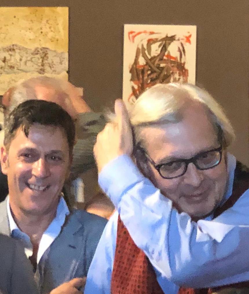 Sgarbi sornione con Moretti - llGraffio - Monica Macchioni Sgarbi, Moretti - SprayNews - M